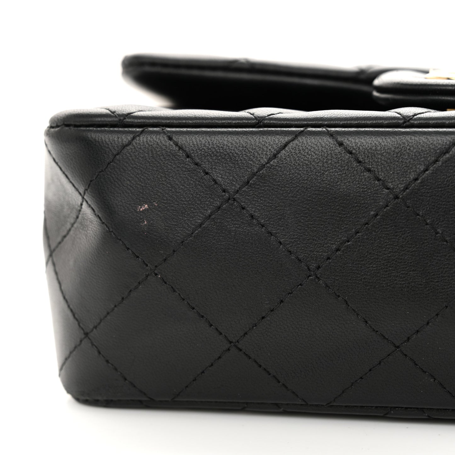 Lambskin Quilted Mini Rectangular Flap Black