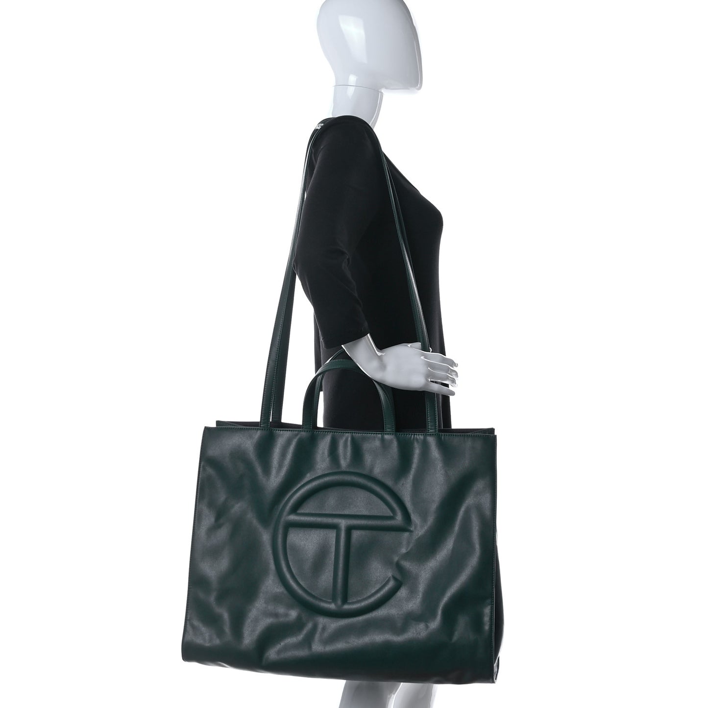 Vegan Leather Large Shopping Bag Dark Olive