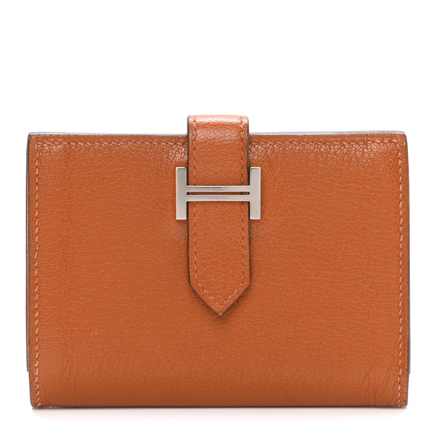 Chevre Mysore Verso Bearn Card Holder Wallet Caramel Orange