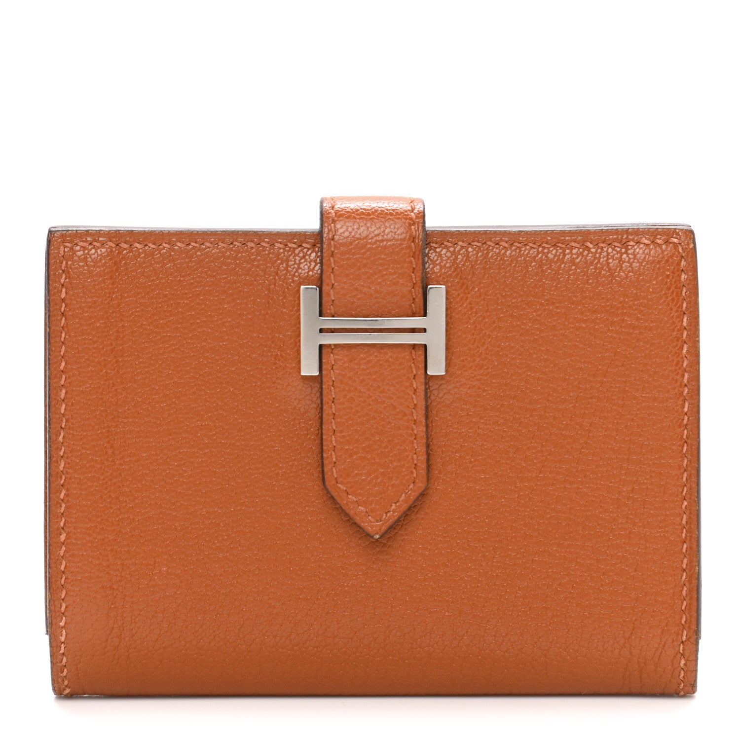 Hermes Chevre Mysore Verso Bearn Card Holder Wallet Caramel Orange 1 of 8