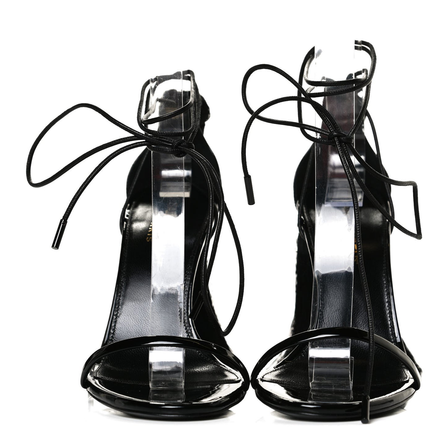 Tassel Embellished Calfskin Ankle-Wrap Sandals 35 Black