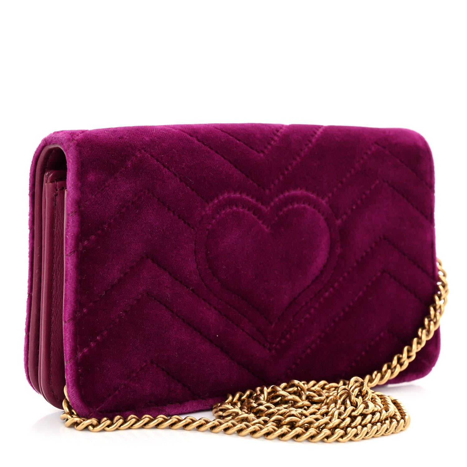 Gucci Velvet Matelasse GG Marmont Mini Bag Fuchsia Violet Cyclamen 3 of 12