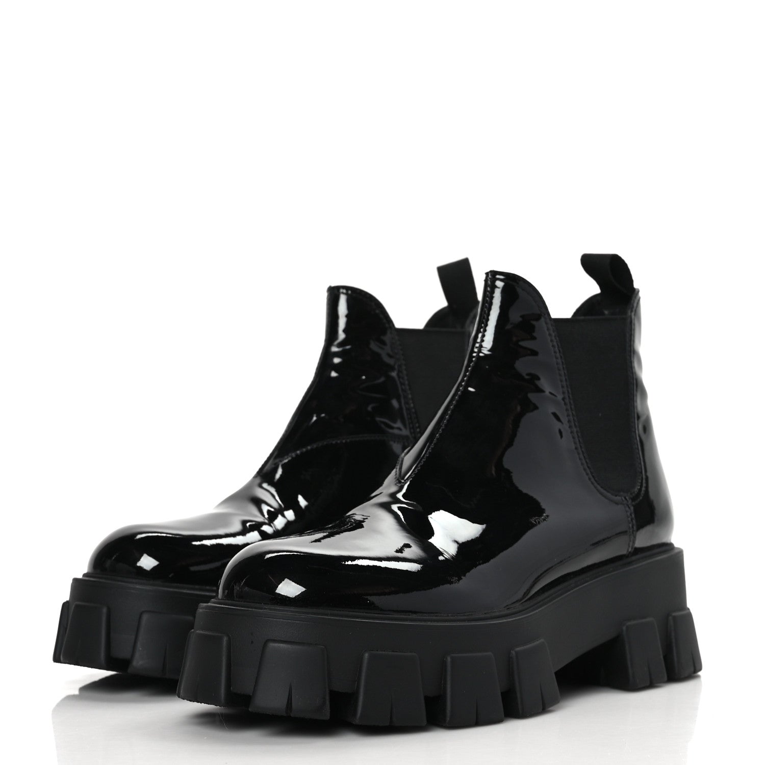 Prada Vernice Monolith Chelsea 55mm Ankle Boots 41 Black 3 of 8