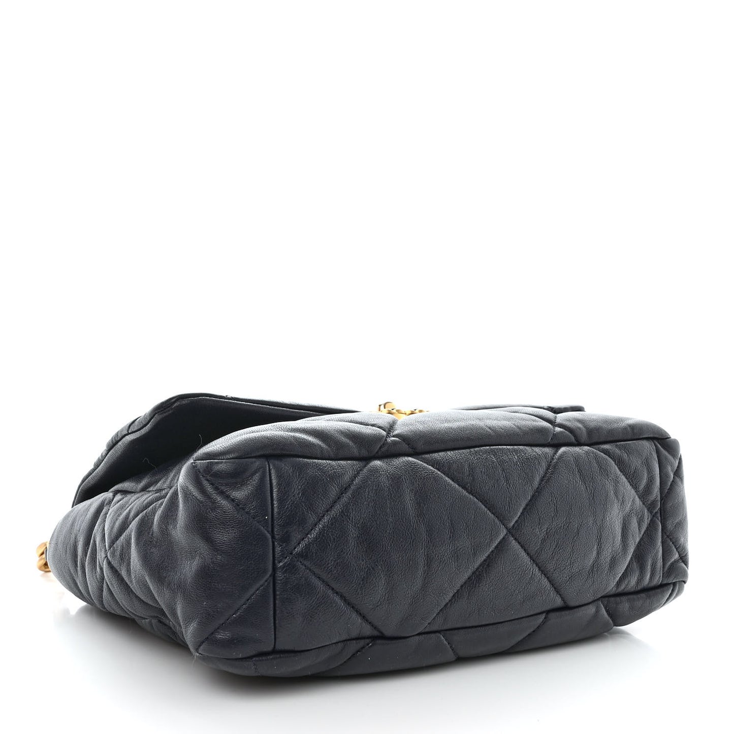 Lambskin Quilted Large Chanel 19 Flap Navy Blue