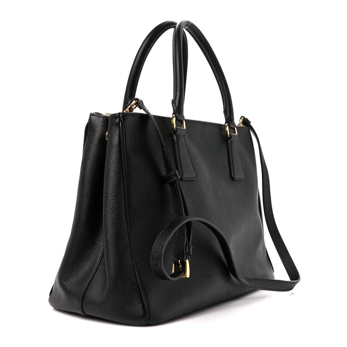 Saffiano Medium Galleria Double Zip Tote Black