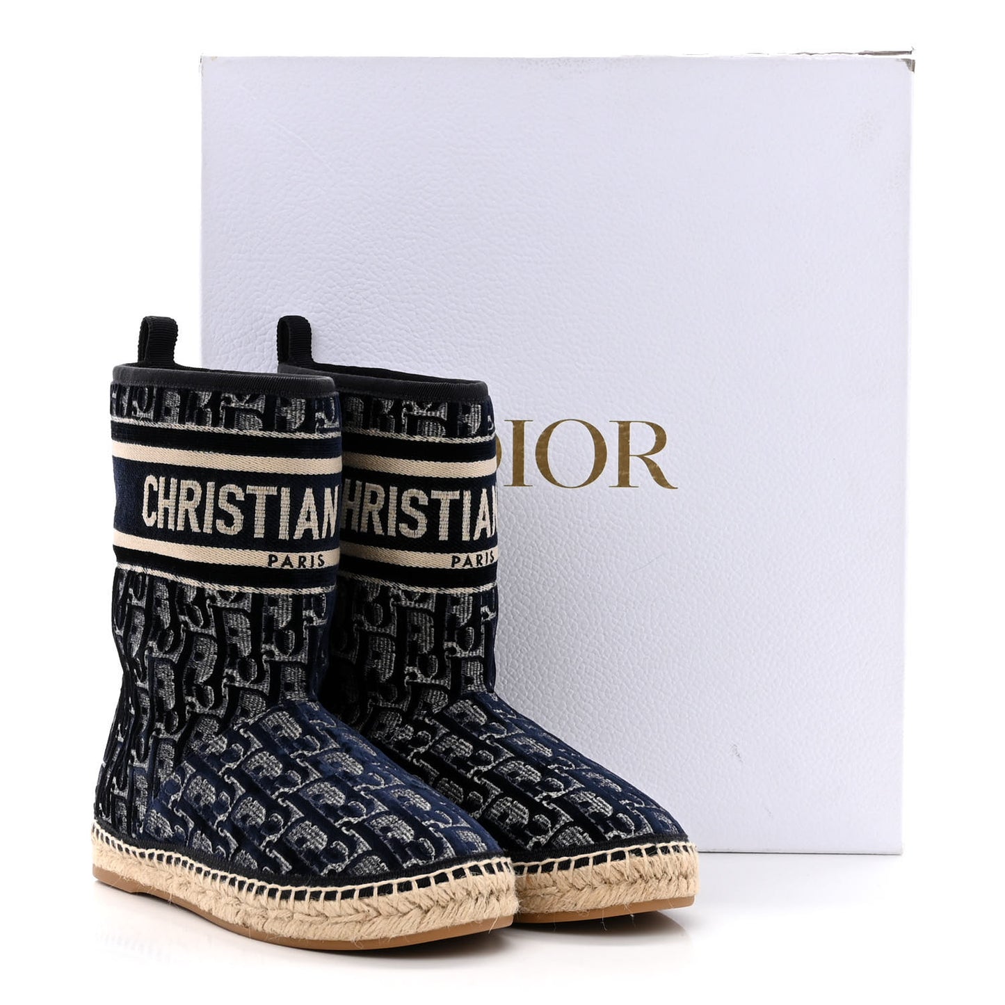 Velvet Oblique Granville Espadrille Boots 35.5 Deep Blue