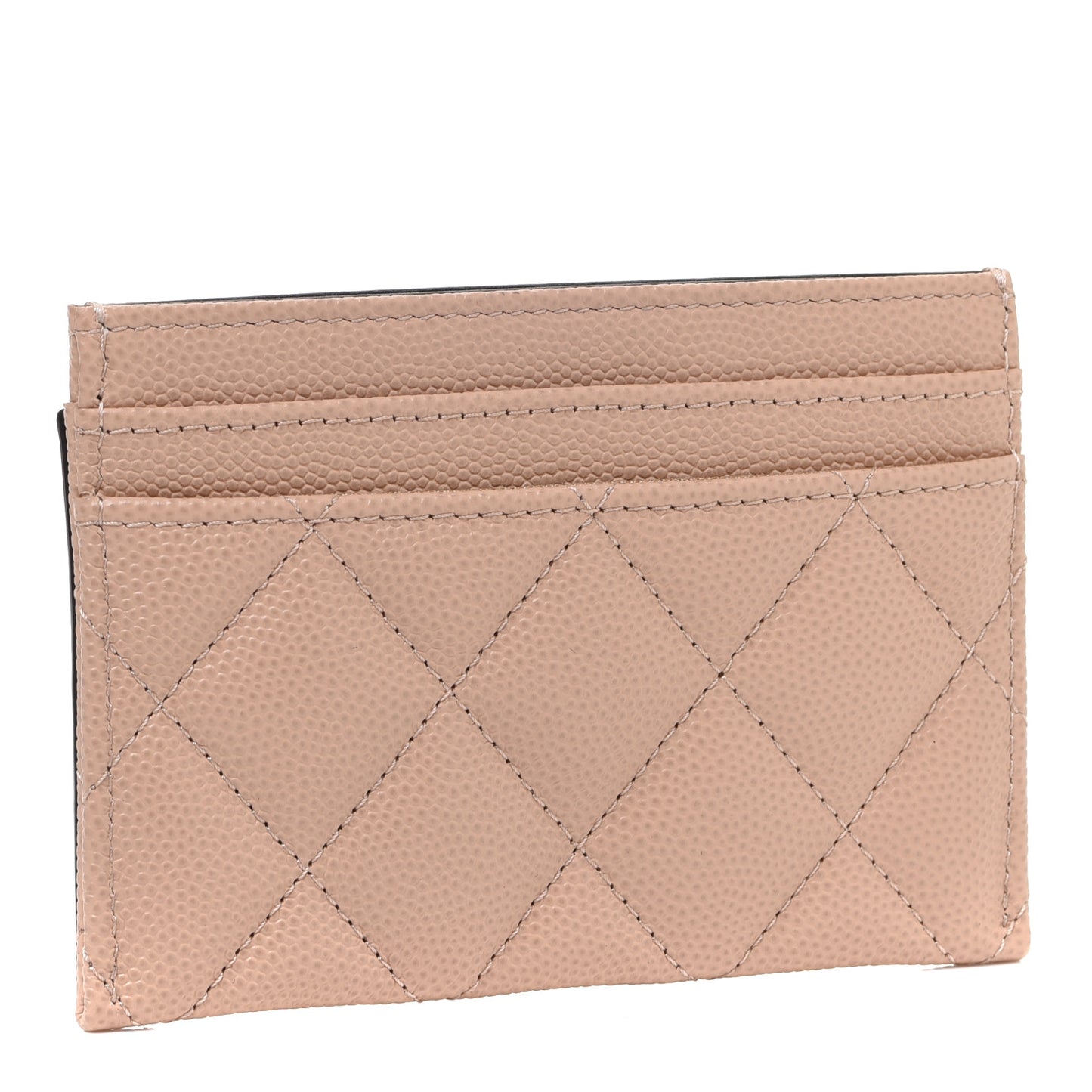Caviar Quilted Filigree Card Holder Beige Black
