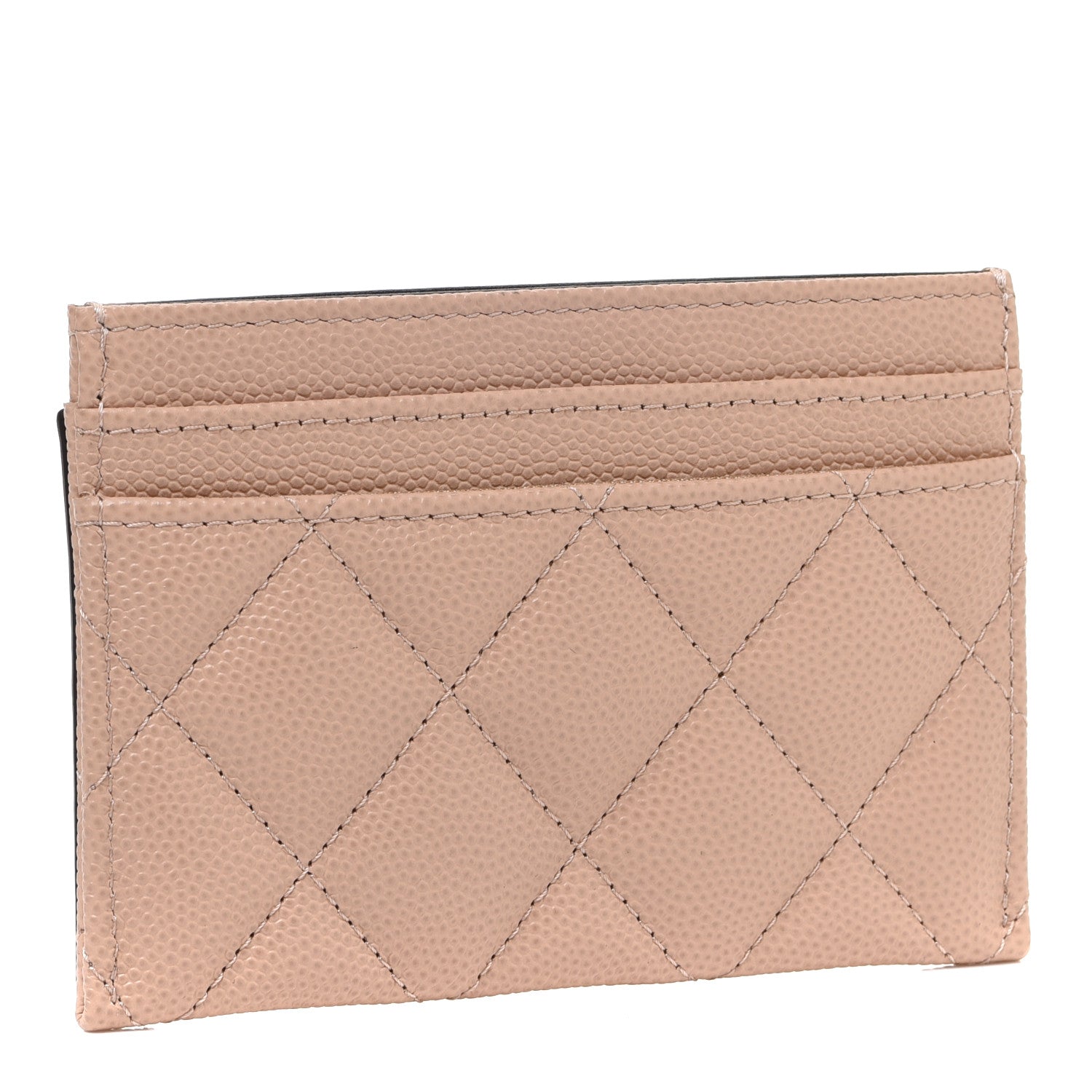Chanel Caviar Quilted Filigree Card Holder Beige Black 3 of 9