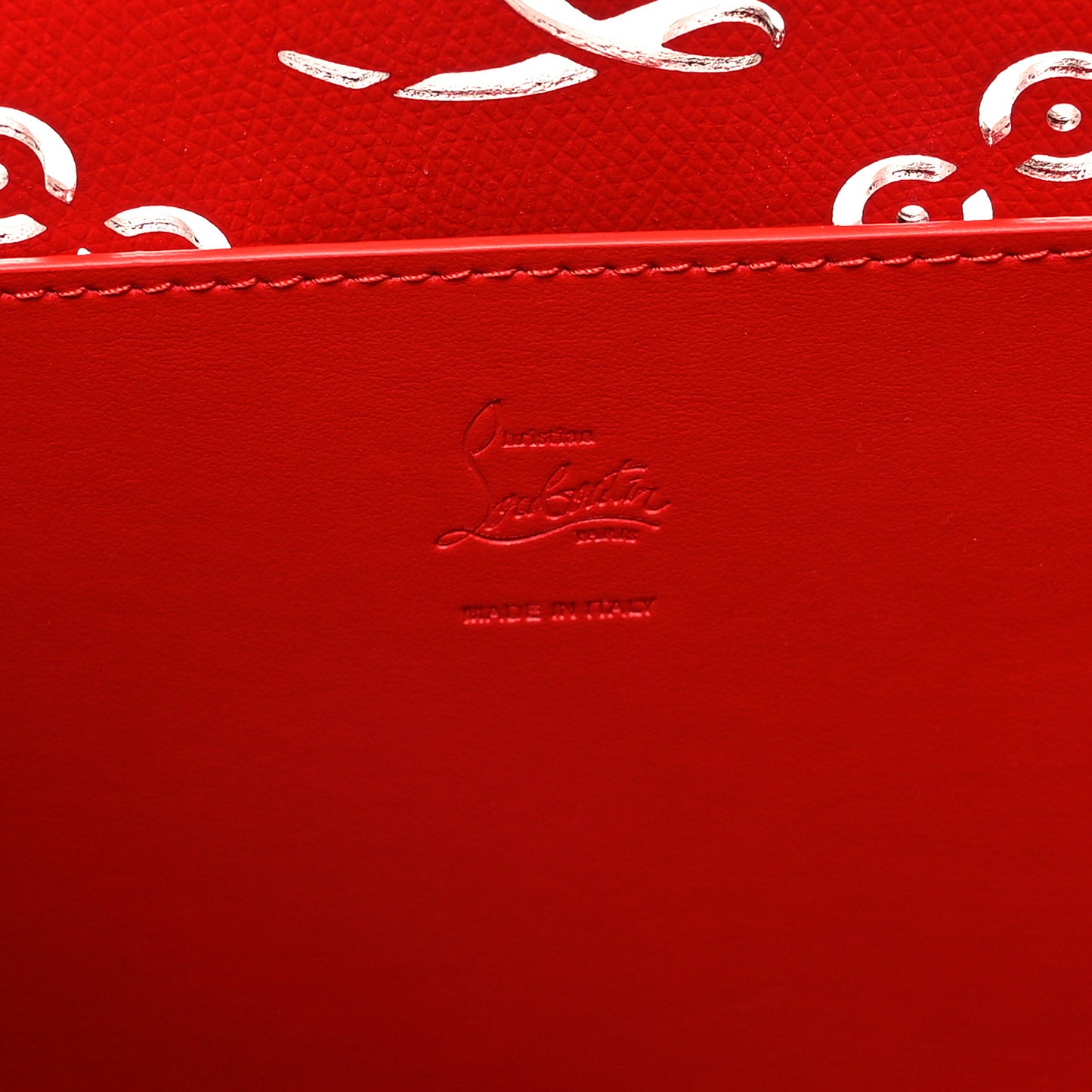 Calfskin Loubinthesky Small Perforated Cabarock Spikes Tote Snow