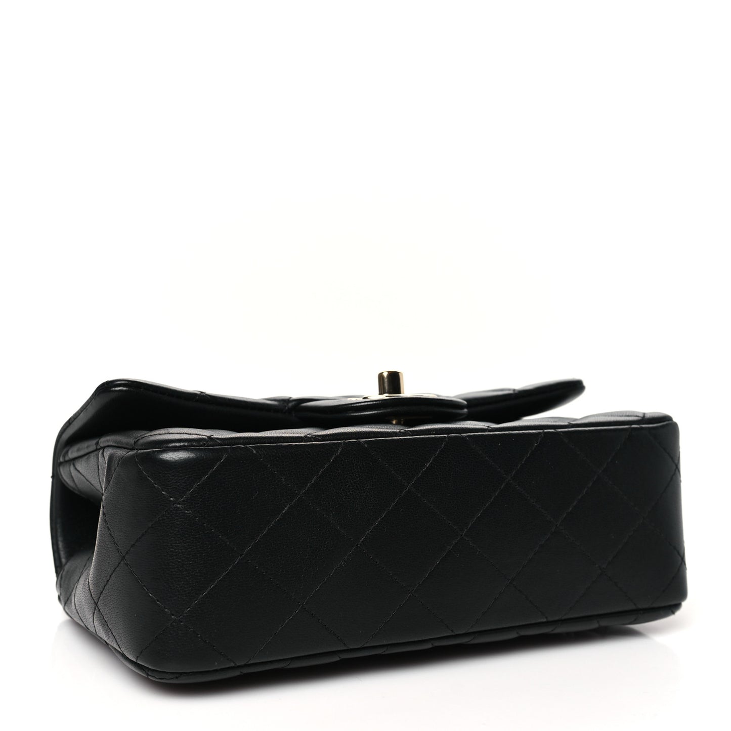 Lambskin Quilted Mini Top Handle Rectangular Flap Black