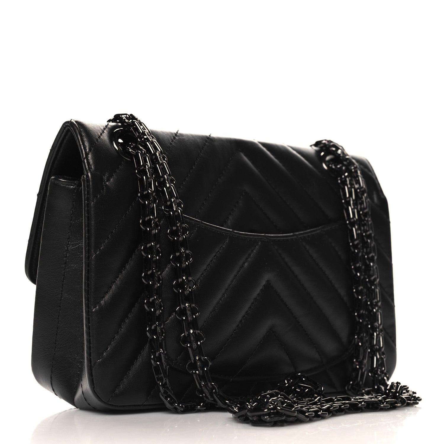 Chanel Aged Calfskin Chevron Quilted 2.55 Reissue Mini Flap So Black 2 of 14