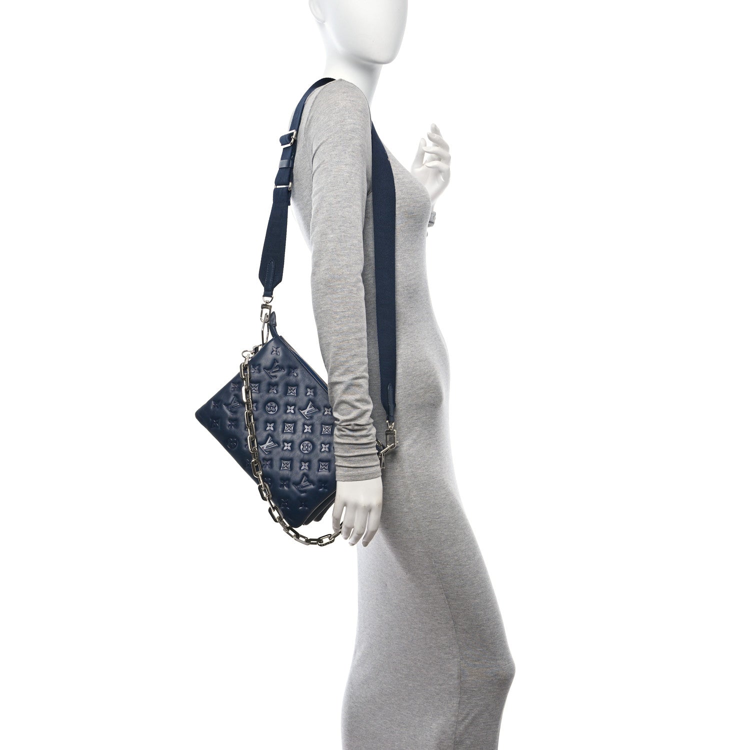 Louis Vuitton Lambskin Embossed Monogram Coussin PM Storm 3 of 9