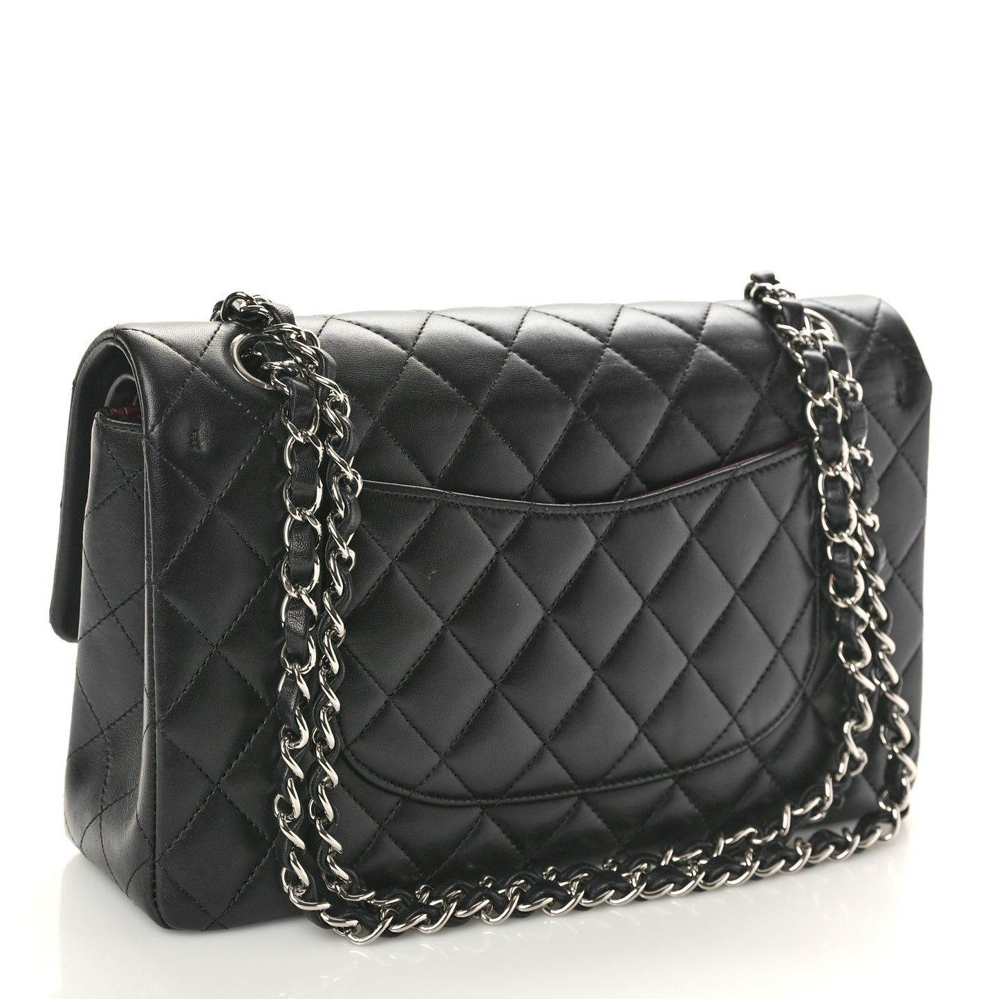 Lambskin Quilted Medium Double Flap Black