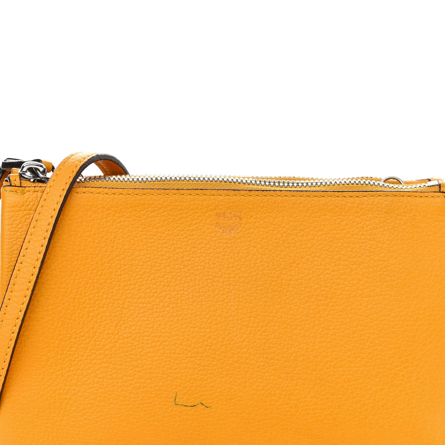 Grained Calfskin Milla Double Crossbody Bag Golden Mango