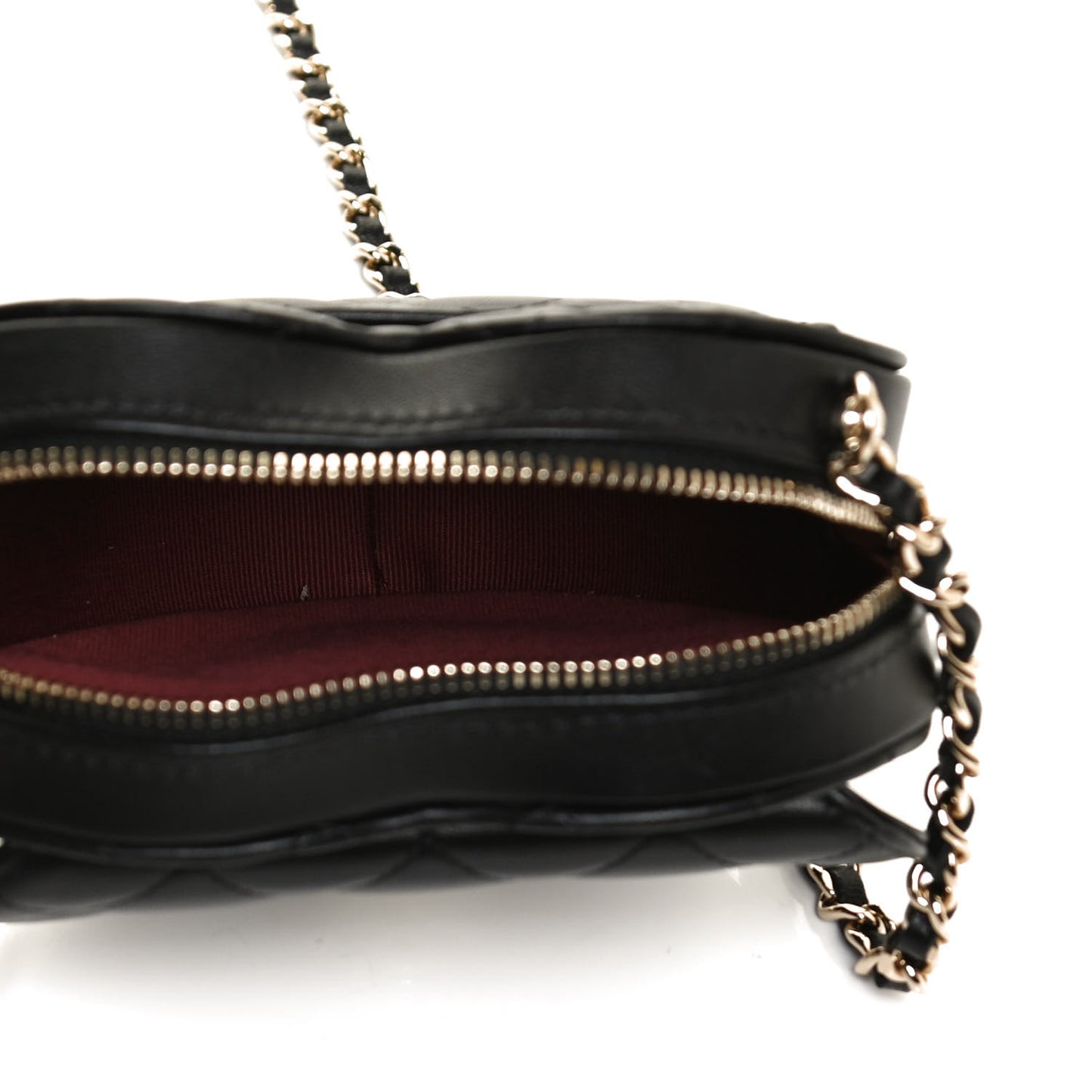 Lambskin Quilted CC In Love Heart Clutch With Chain Black