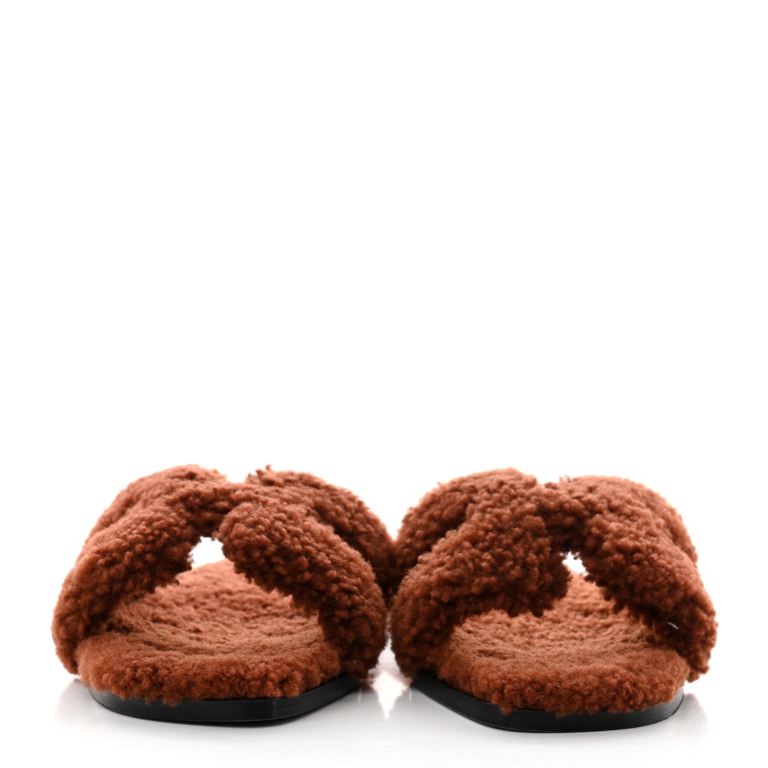 Hermes Woolskin Oran Sandals 40.5 Cognac 2 of 7