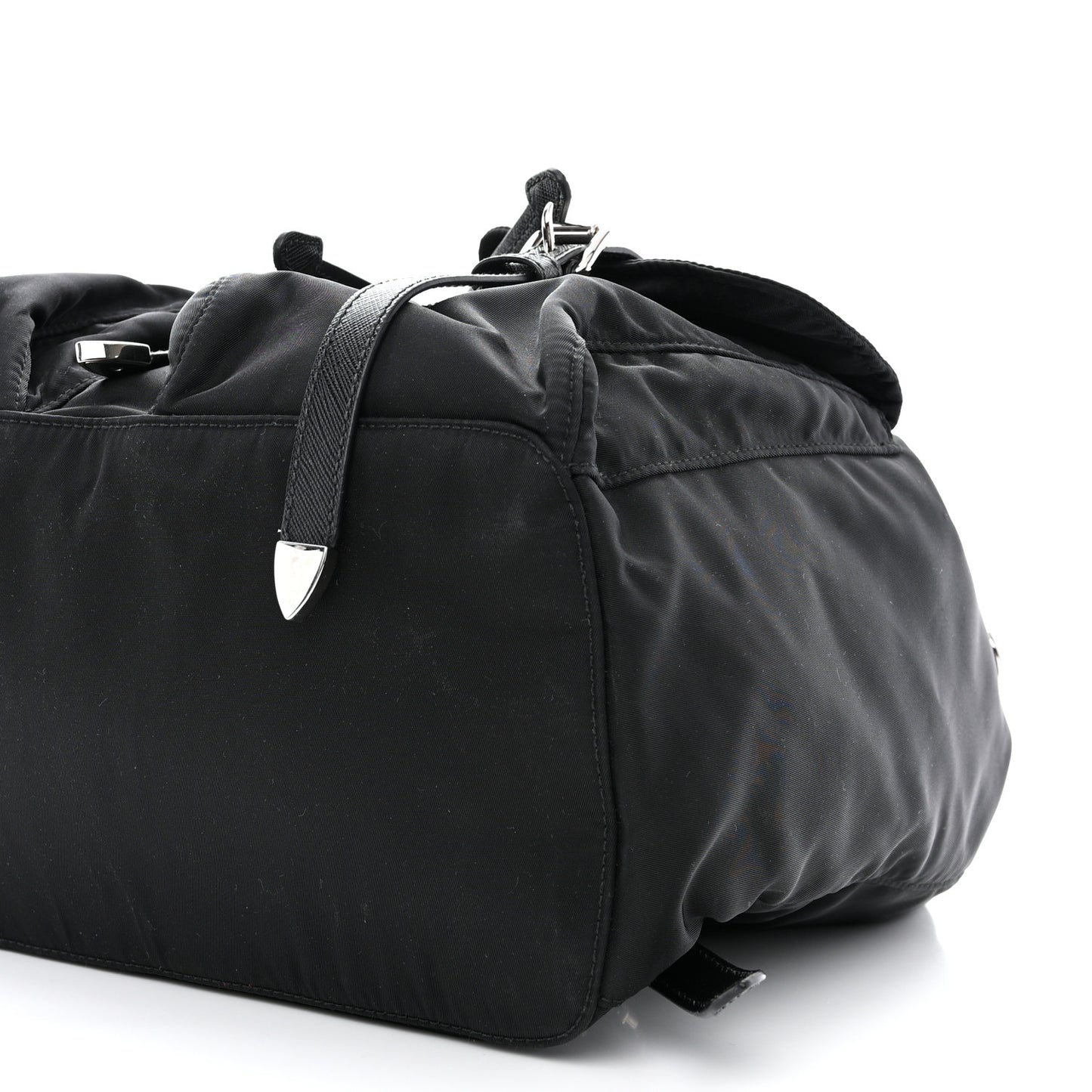 Nylon Vela Saffiano Medium Backpack Black