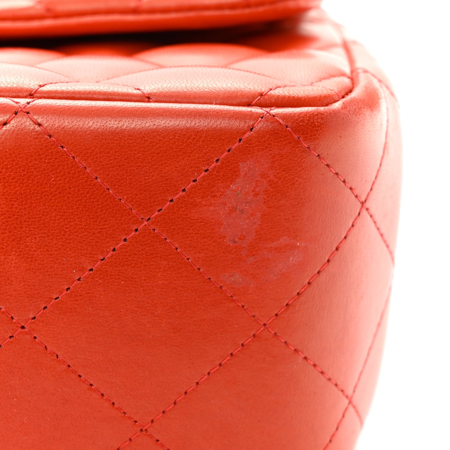 Lambskin Quilted Jumbo Double Flap Red