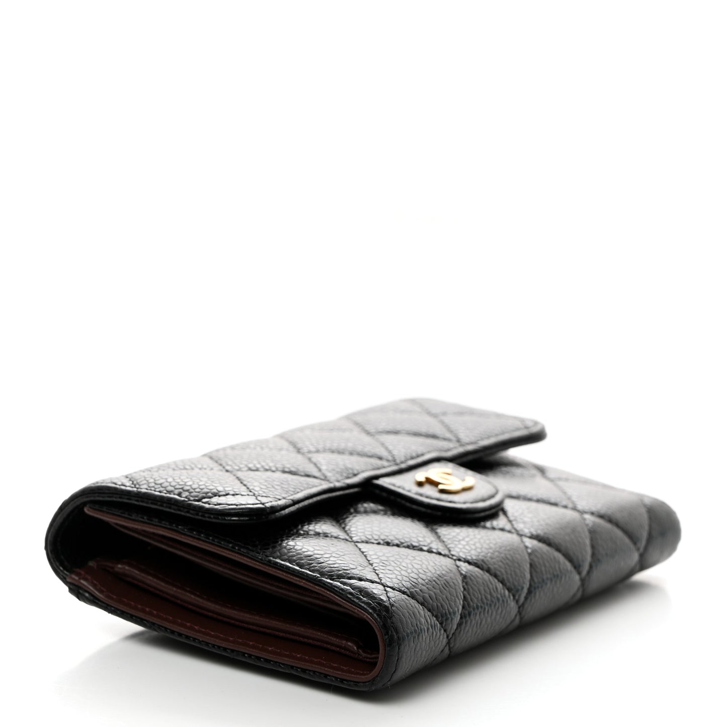 Caviar Quilted Medium Flap Wallet Black