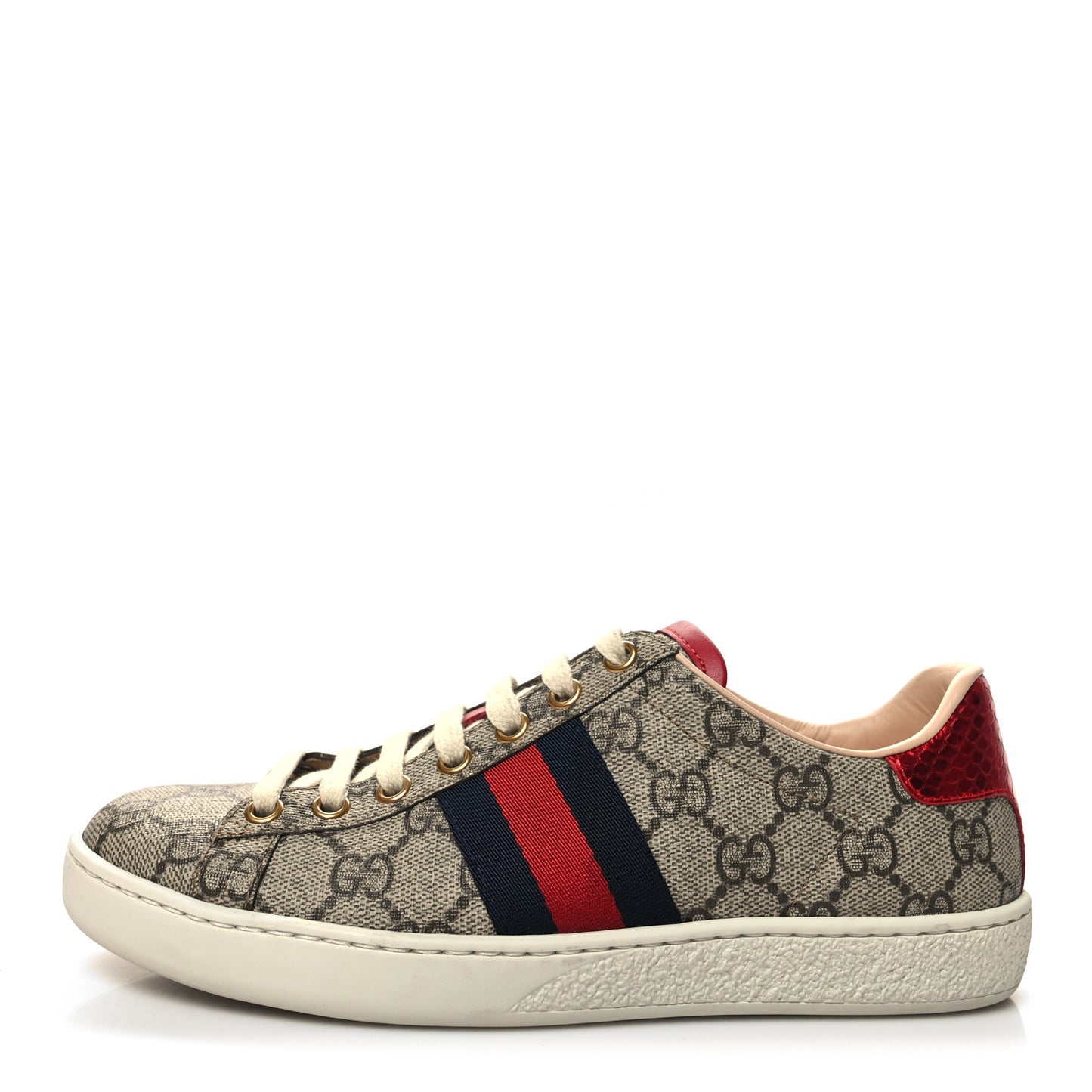GG Supreme Monogram Womens Ace Low-Top Sneaker 36 Beige