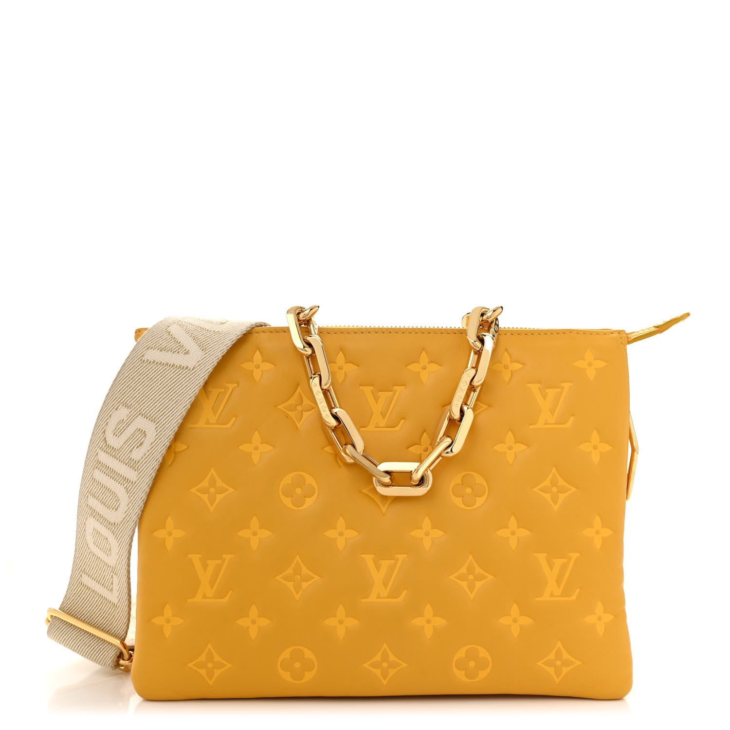 Louis Vuitton Lambskin Embossed Monogram Coussin PM Sunflower