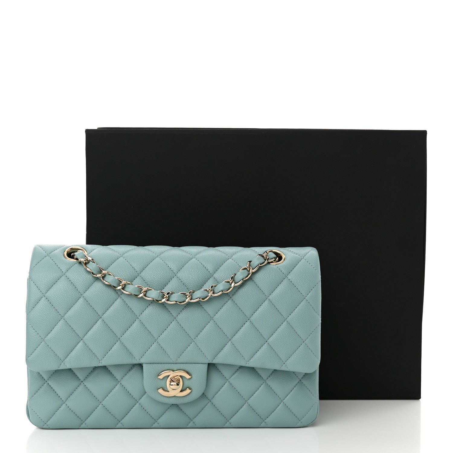 Chanel Caviar Quilted Medium Double Flap Light Blue 12 of 12