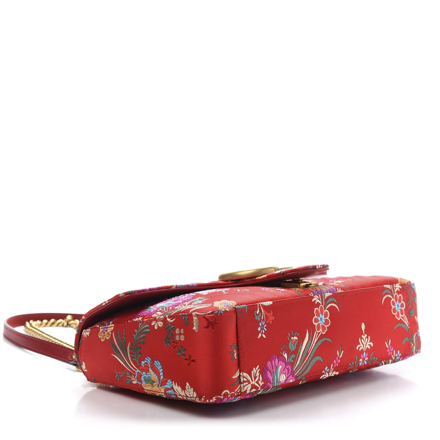 Jacquard Matelasse Floral Medium GG Marmont Shoulder Bag Red