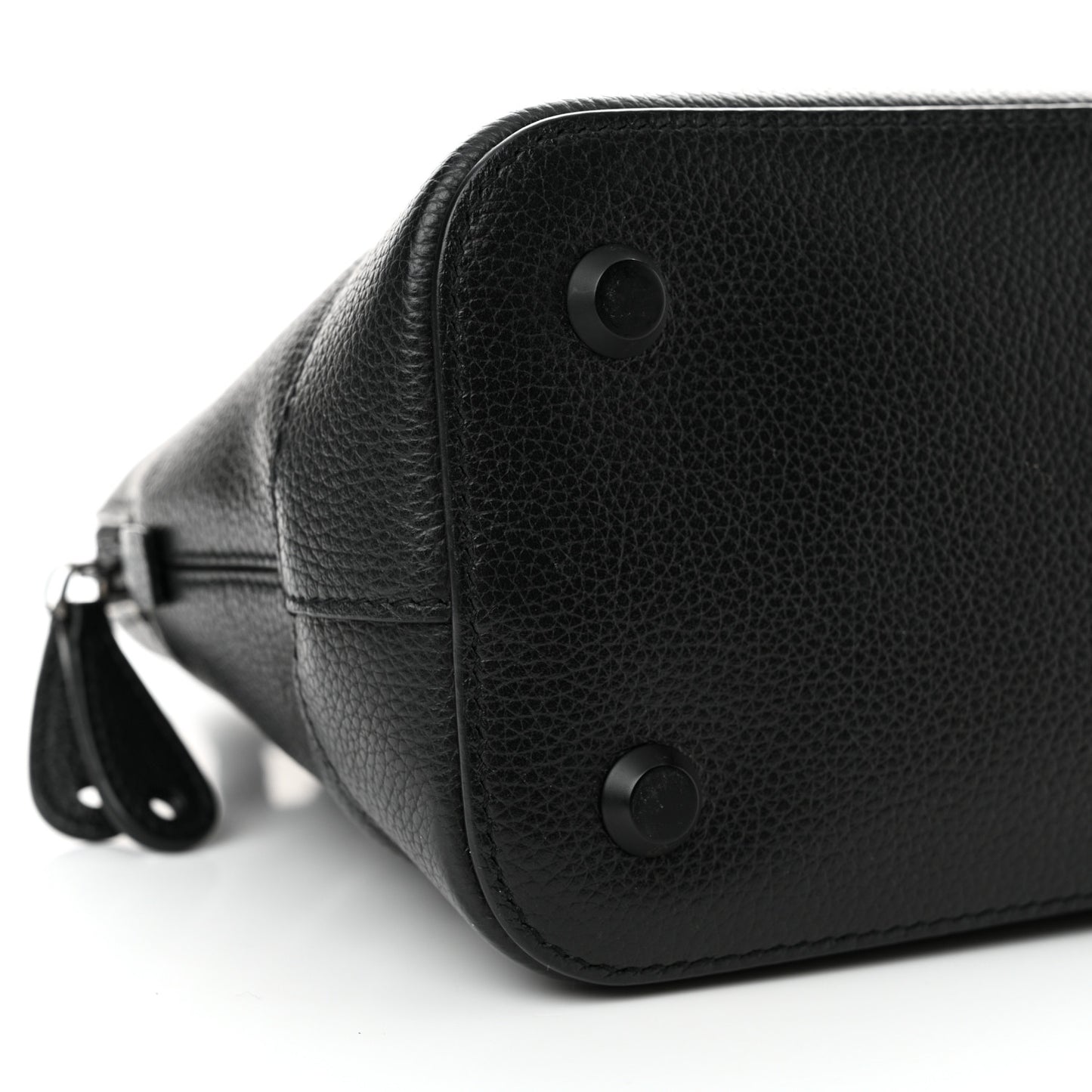 Supple Calfskin Rivet Small Ville Top Handle Bag Black