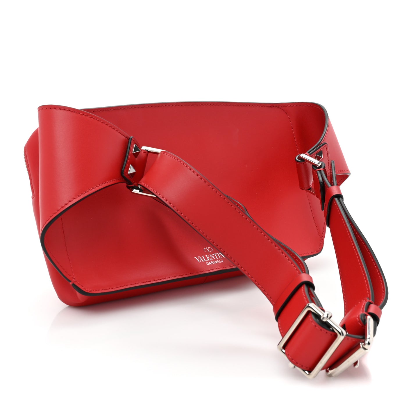 Calfskin Mens VLTN Belt Bag Pure Red Black