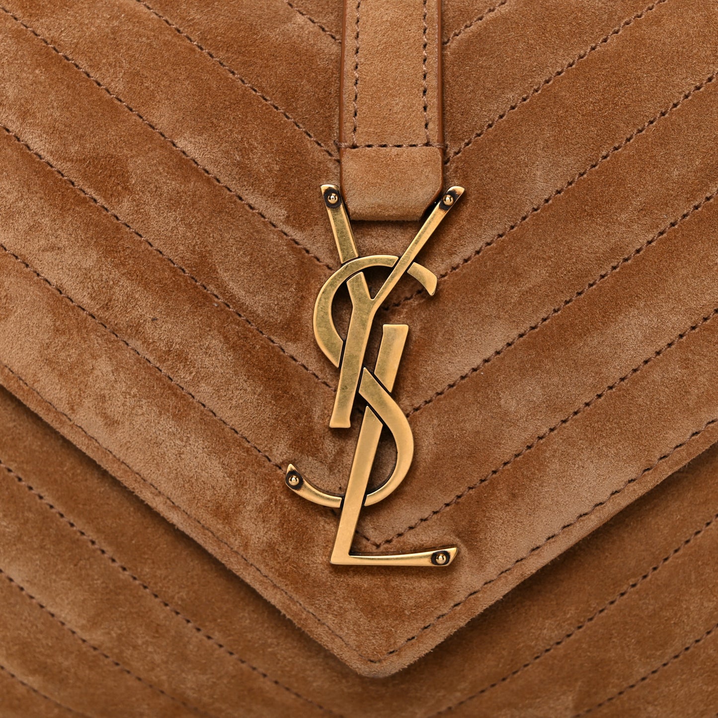 Suede Matelasse Chevron Monogram Medium College Bag Cinnamon