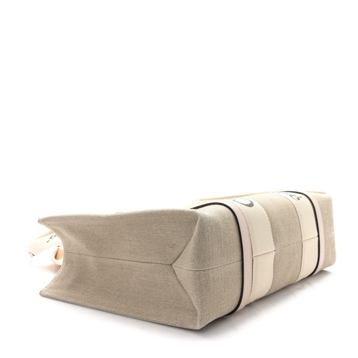 Linen Calfskin Medium Woody Ribbon Tote Cement Pink