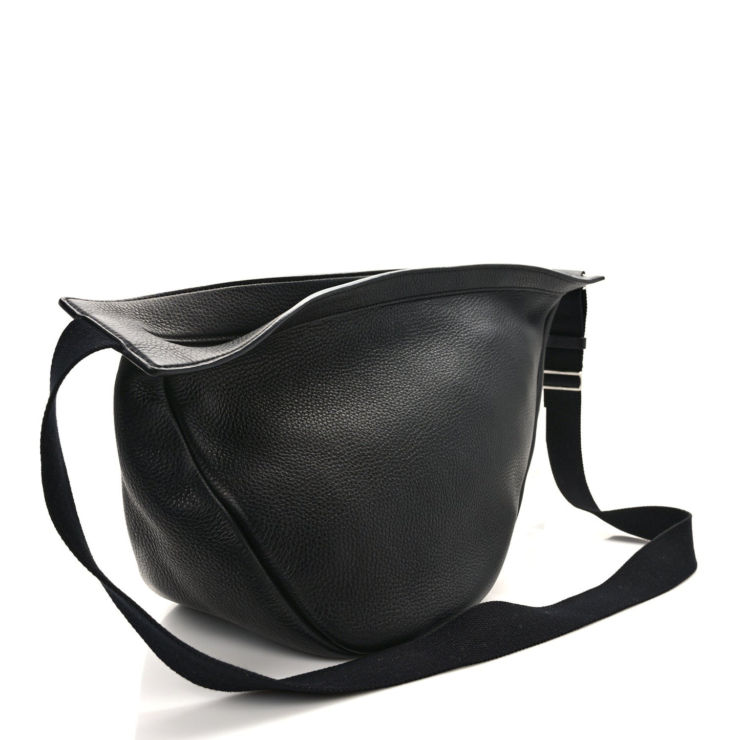 Grained Calfskin Large Slouchy Banana Bag Black