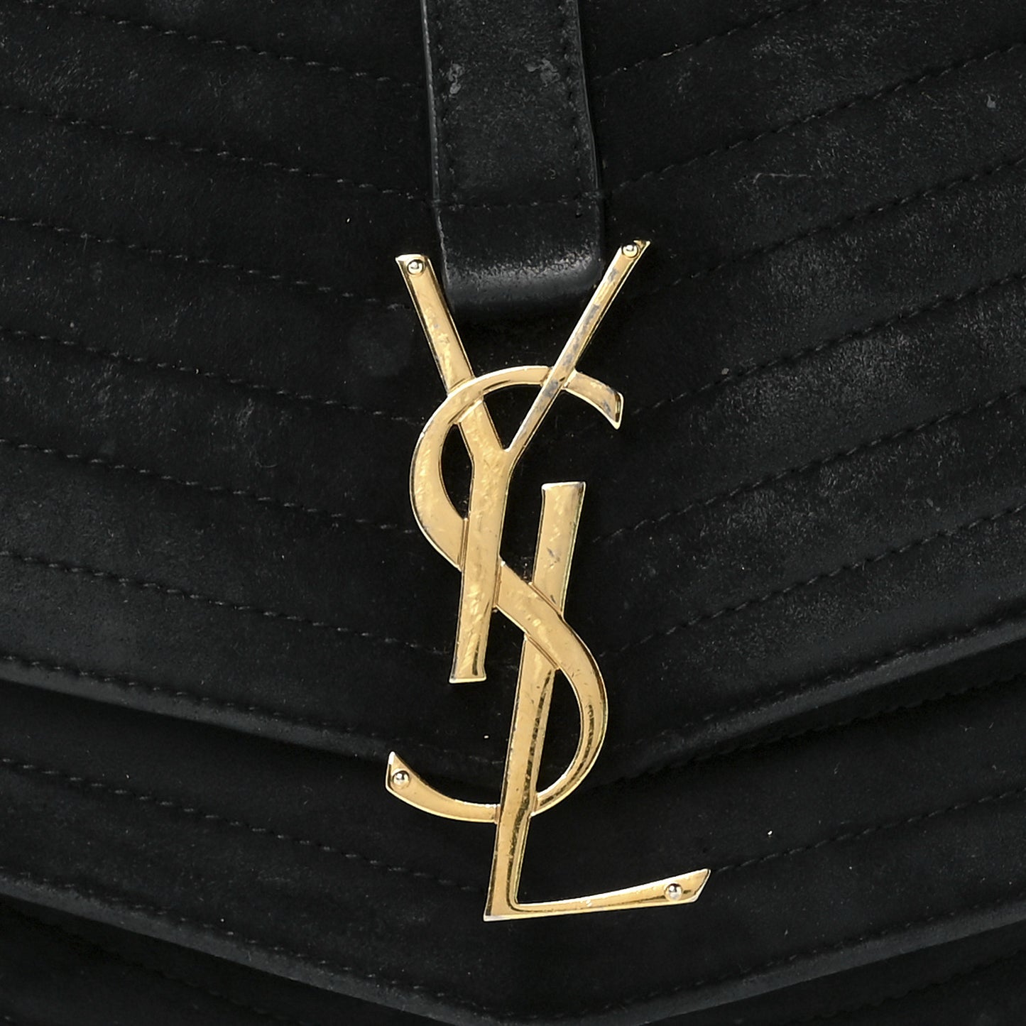 Suede Matelasse Chevron Monogram Medium Sulpice Black