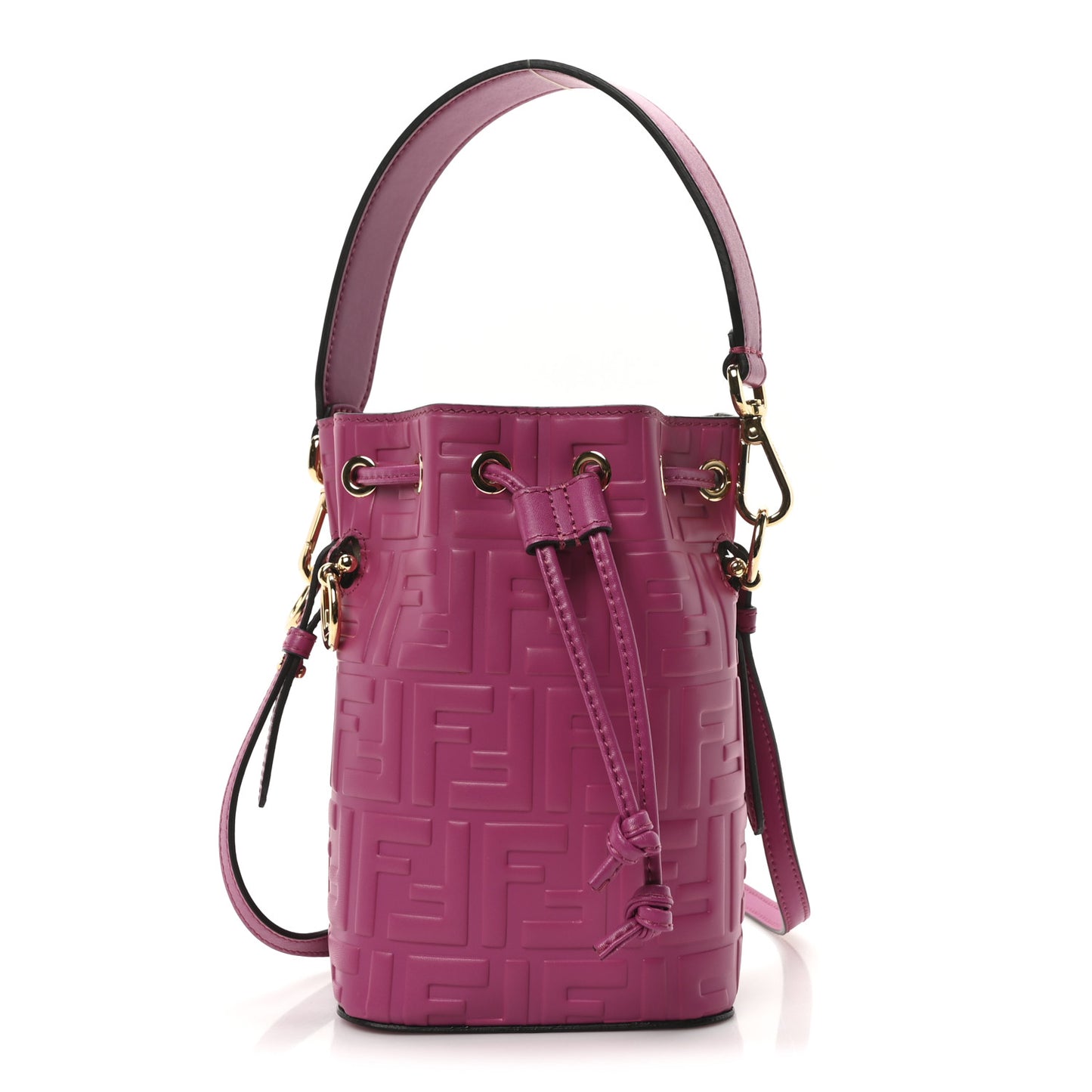 Vitello Liberty F is Fendi FF 1974 Embossed Mini Mon Tresor Bucket Bag Ciclamino Pilar
