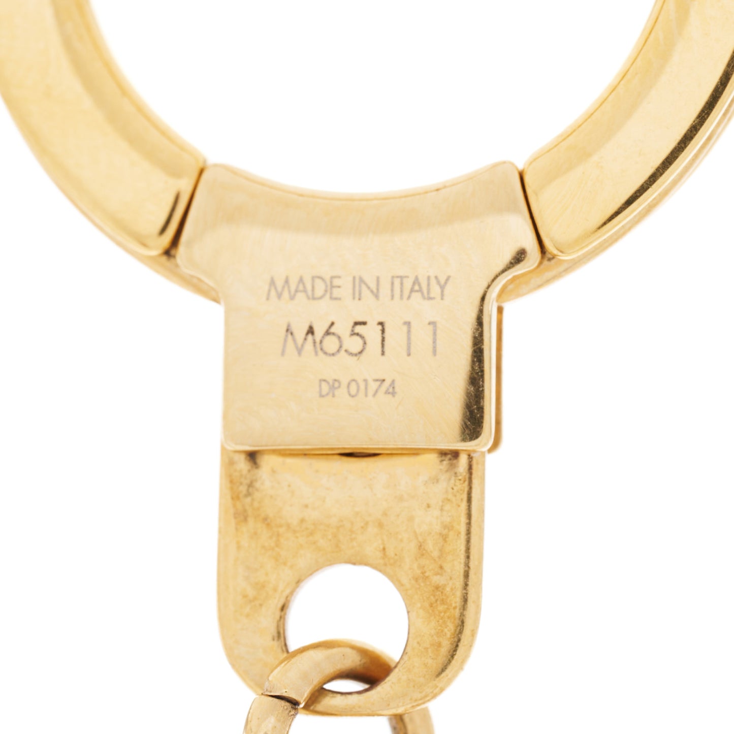 Brass Enamel Fleur De Monogram Bag Charm Chain Gold