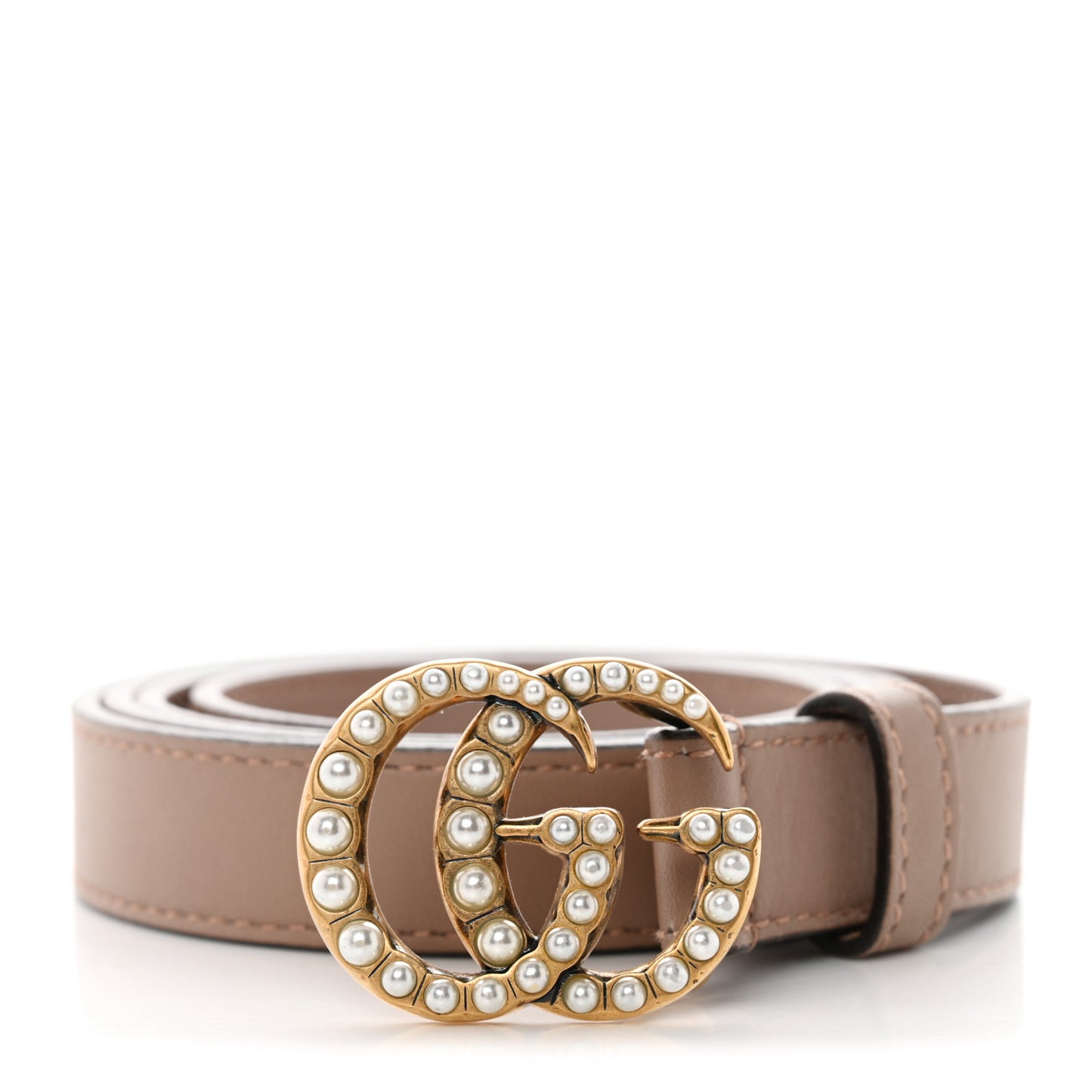 Calfskin Pearl Double G 20mm Belt 90 36 Porcelain Rose