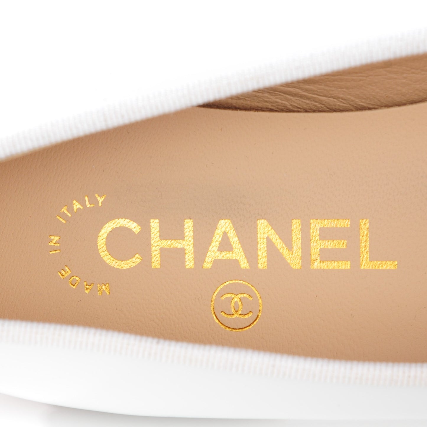 Patent CC Cap Toe Ballerina Flats 37.5 White