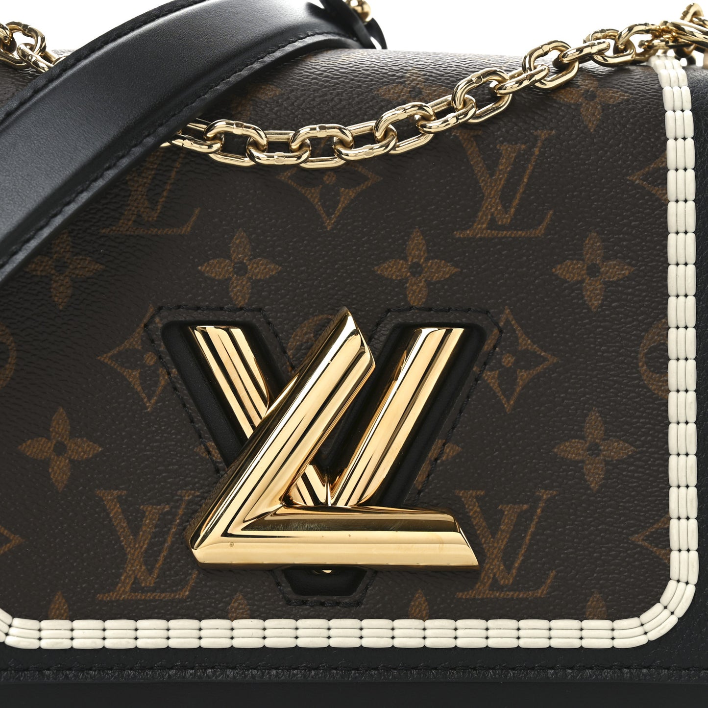Calfskin Monogram Braided Twist Shoulder Bag MM Black