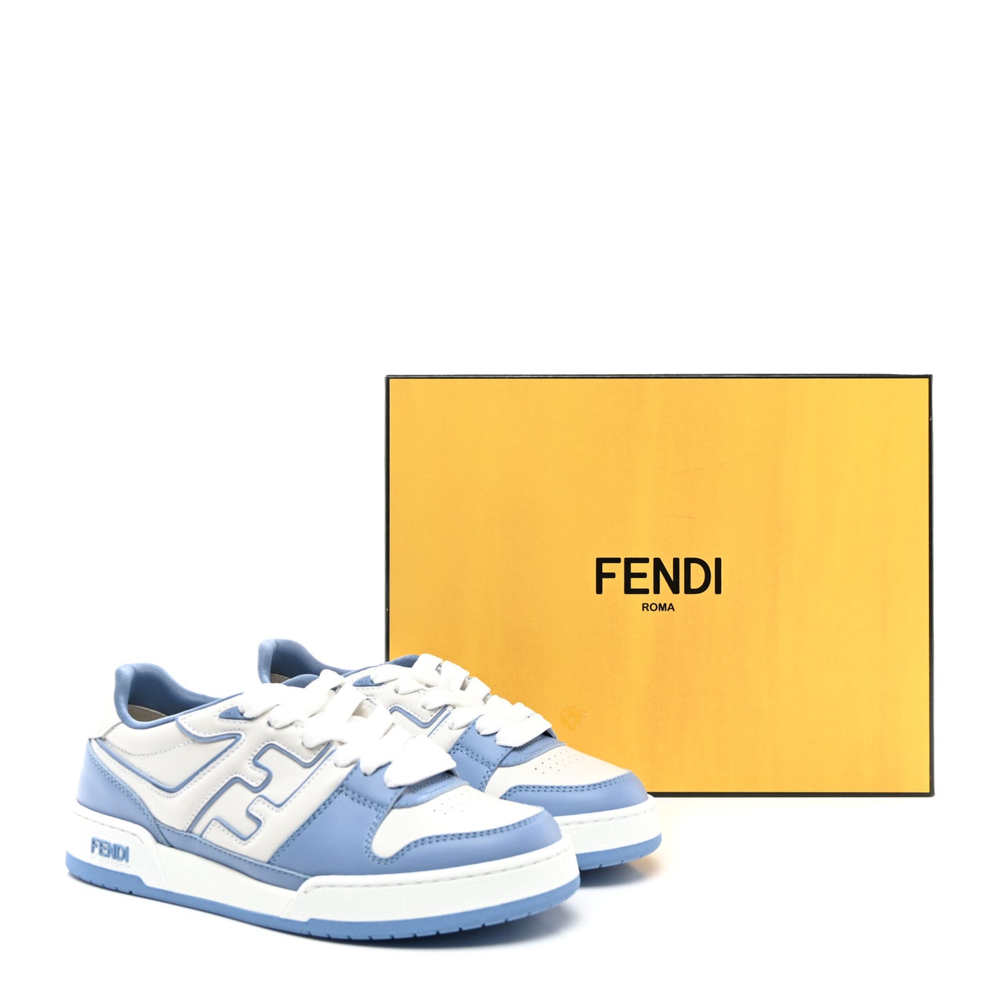 Calfskin Vitello Fendi Match Low Top Sneakers 39.5 Sky White