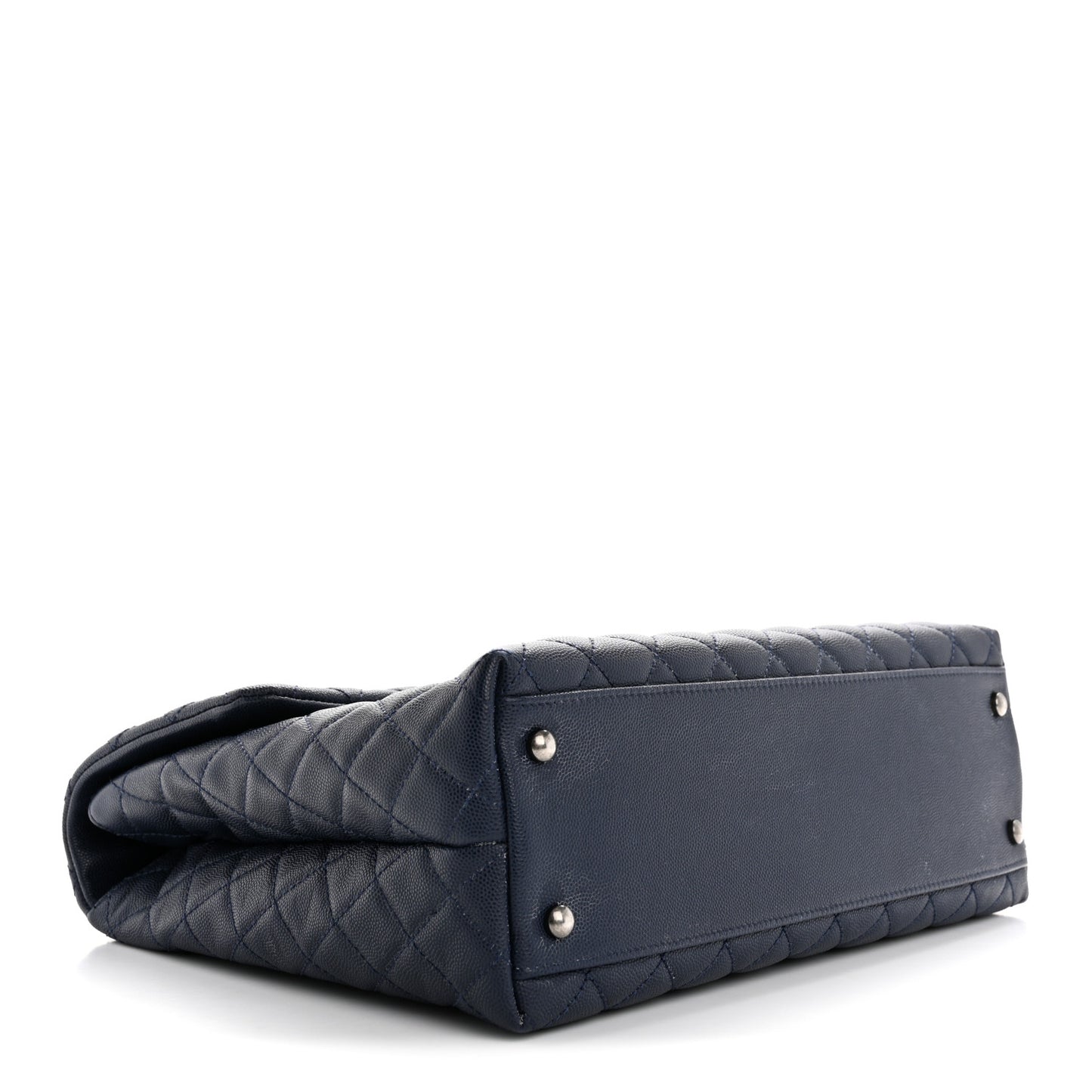 Caviar Lizard Quilted Large Coco Handle Flap Blue