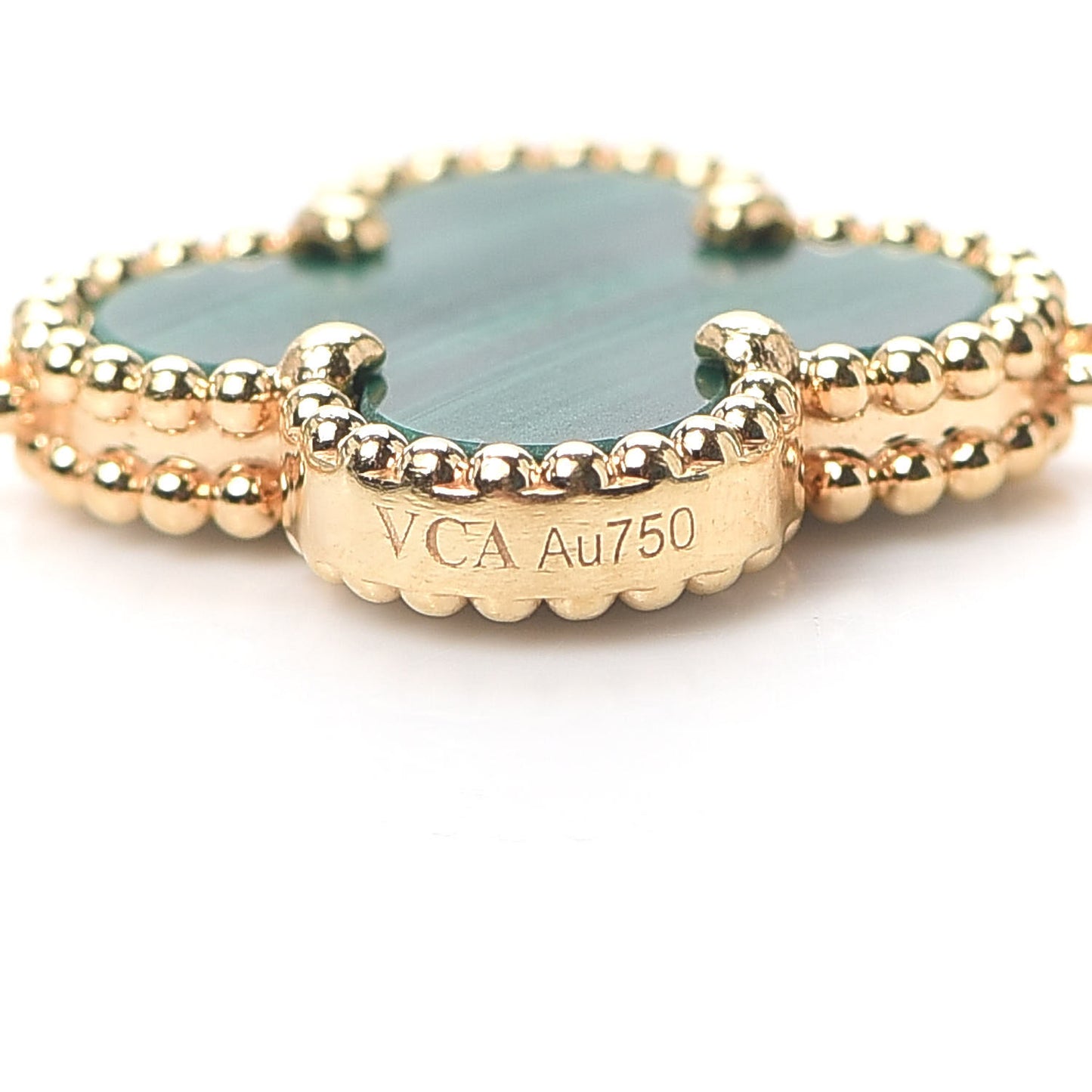 18K Yellow Gold Malachite 5 Motifs Vintage Alhambra Bracelet