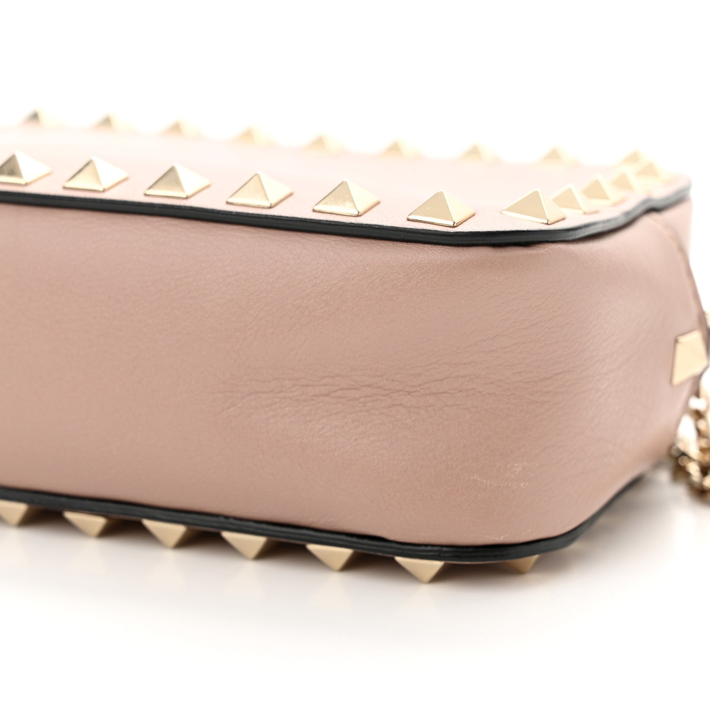 Calfskin Small Rockstud Chain Camera Crossbody Bag Poudre