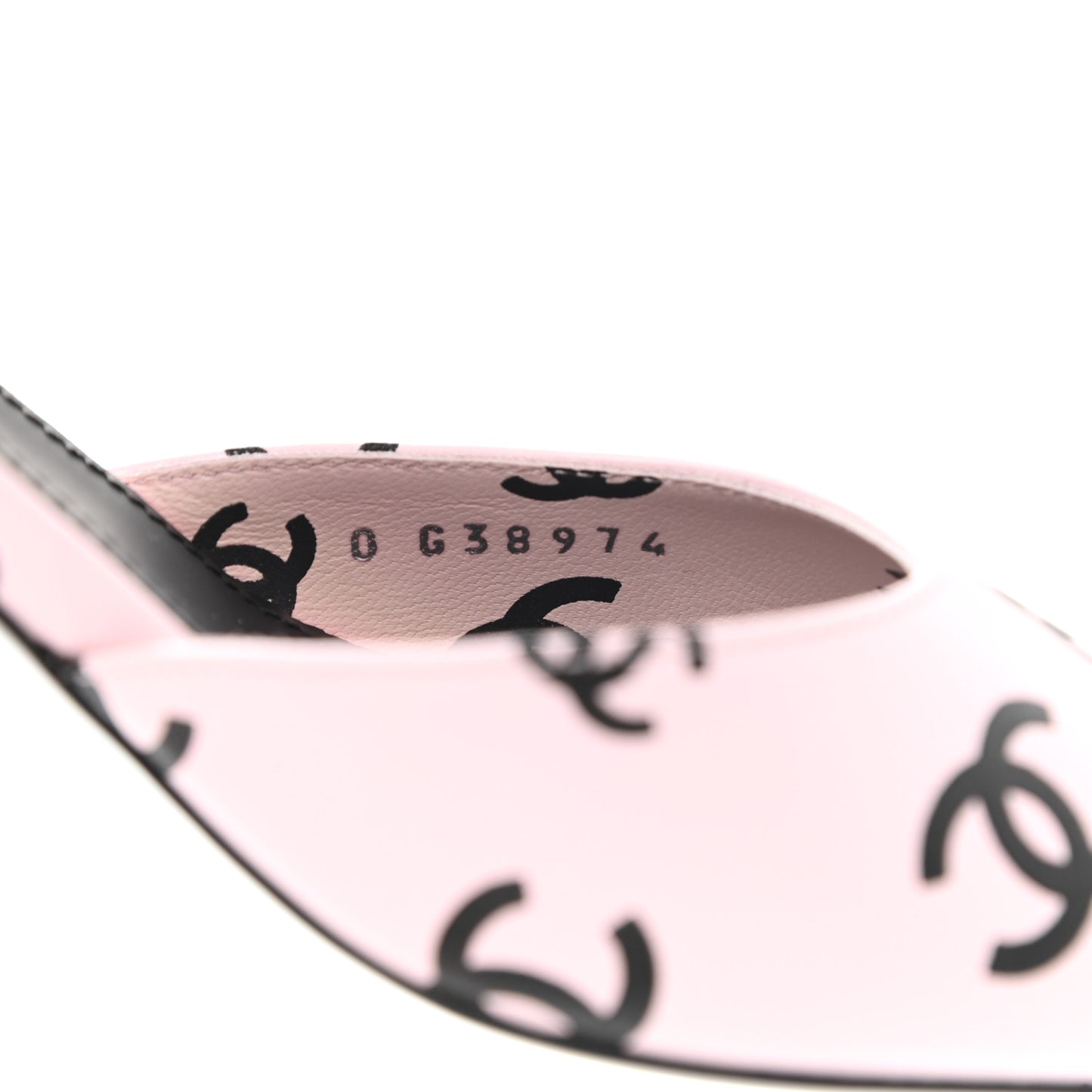 Printed Lambskin CC Sandals 37 Light Pink Black