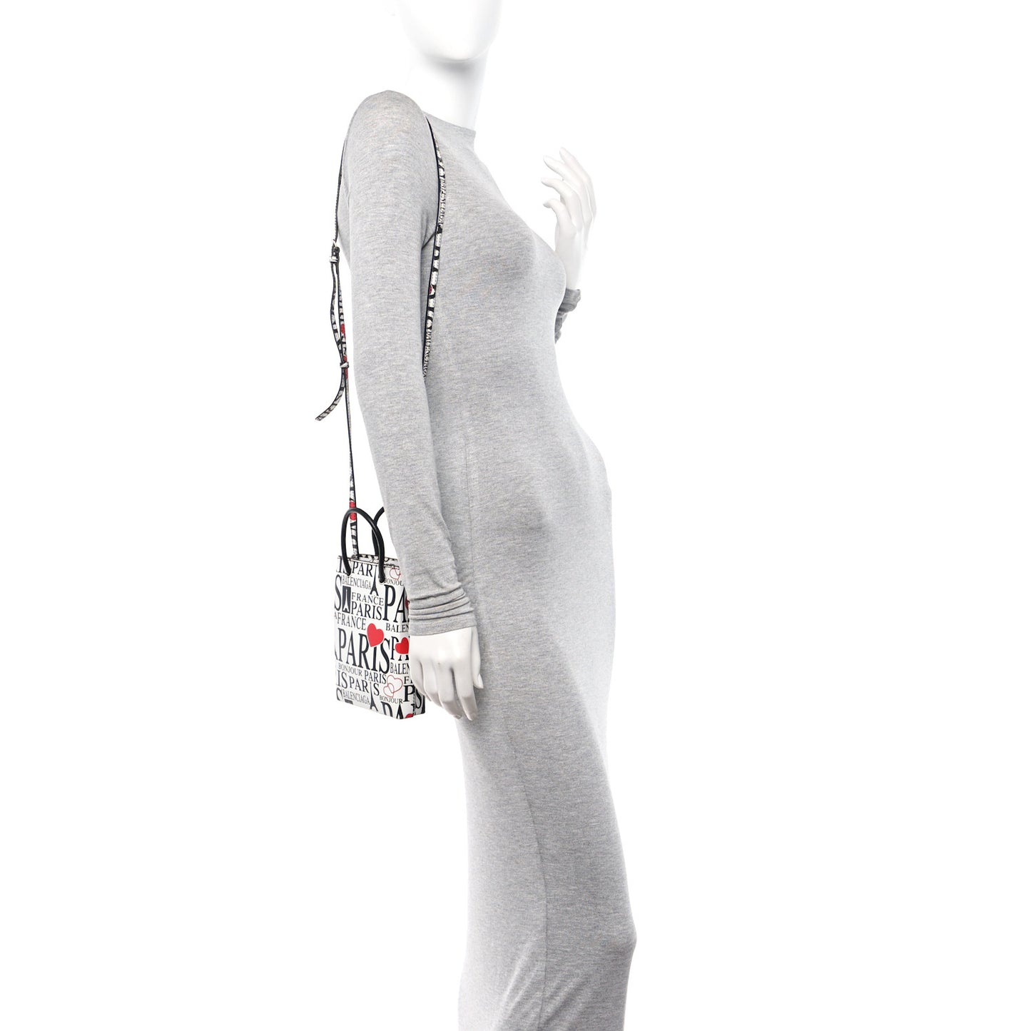 Calfskin Bonjour Paris Print Shopping Phone Holder Bag Paris Bonjour