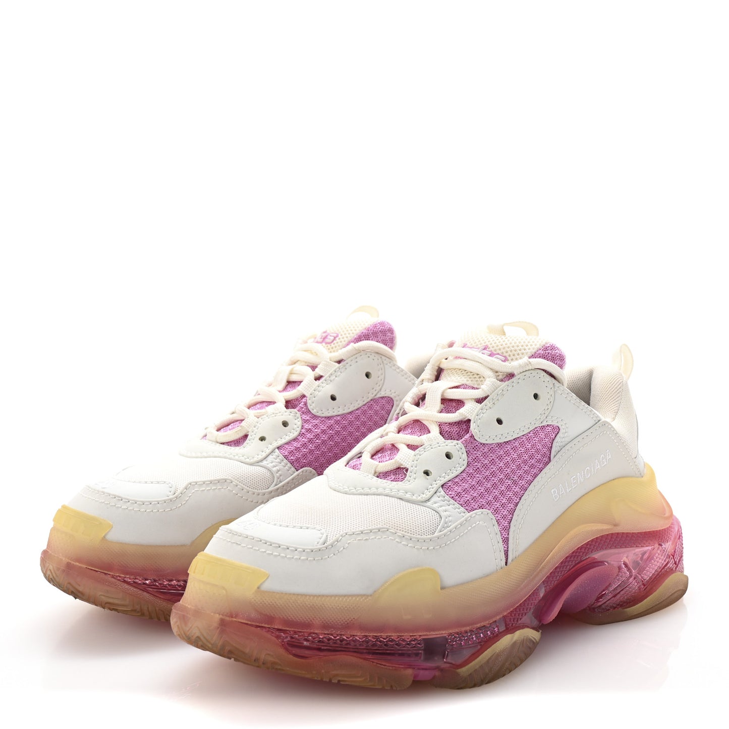 Fabric Mesh Clear Sole Womens Triple S Sneakers 40 White Pink