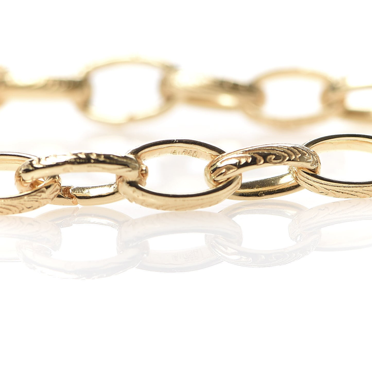 18K Yellow Gold Open Link Chain Bracelet 18