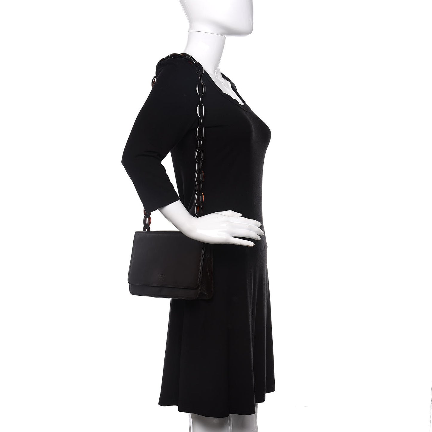Goatskin Swing Chain Shoulder Bag Ebano