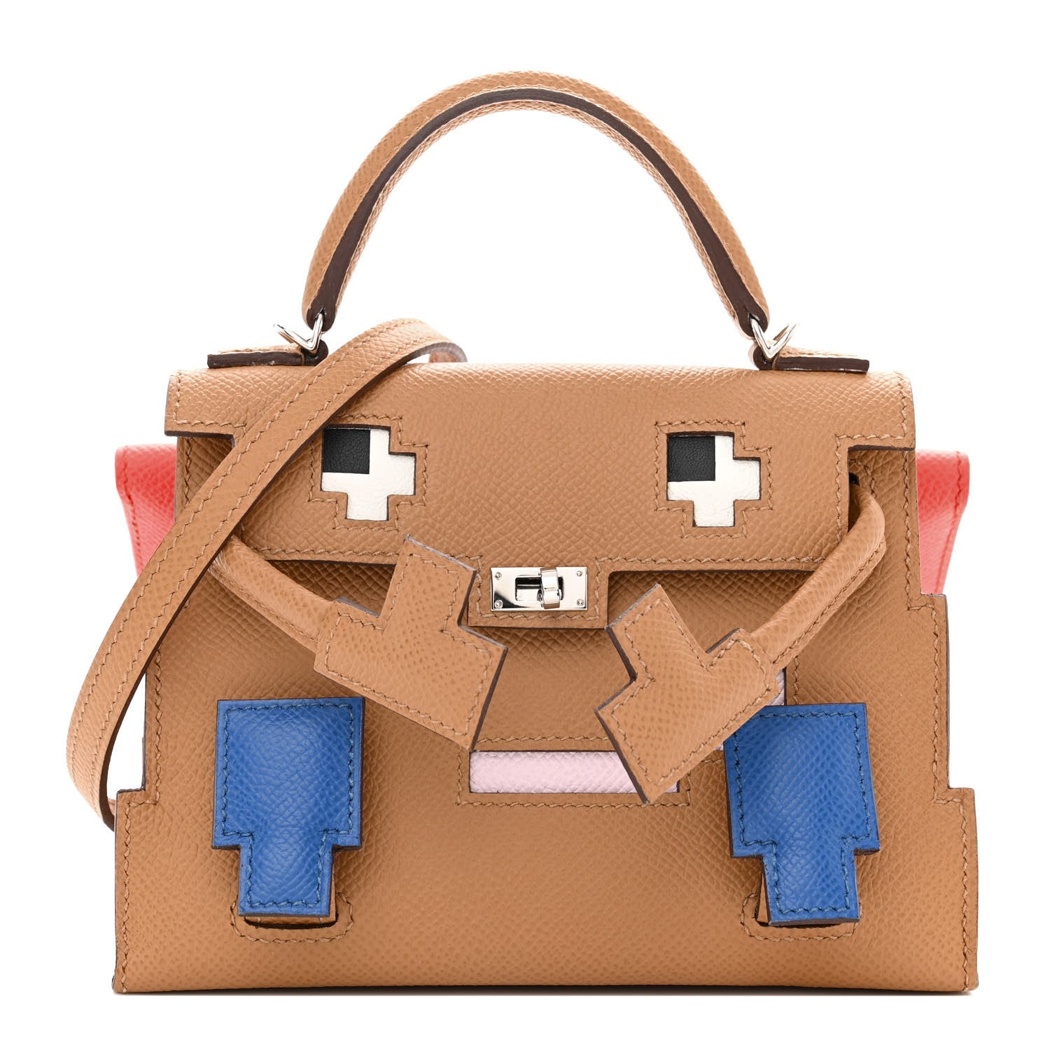 Hermes Epsom Swift Quelle Idole Picto Kelly Doll Handbag Biscuit Rose Texas Blue France 1 of 13