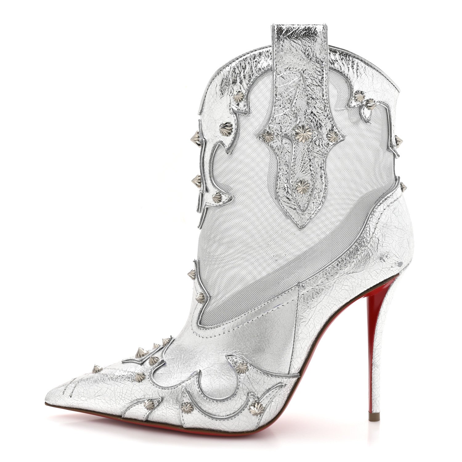 Christian Louboutin Metallic Calfskin Bootytiang Western 100 Boots