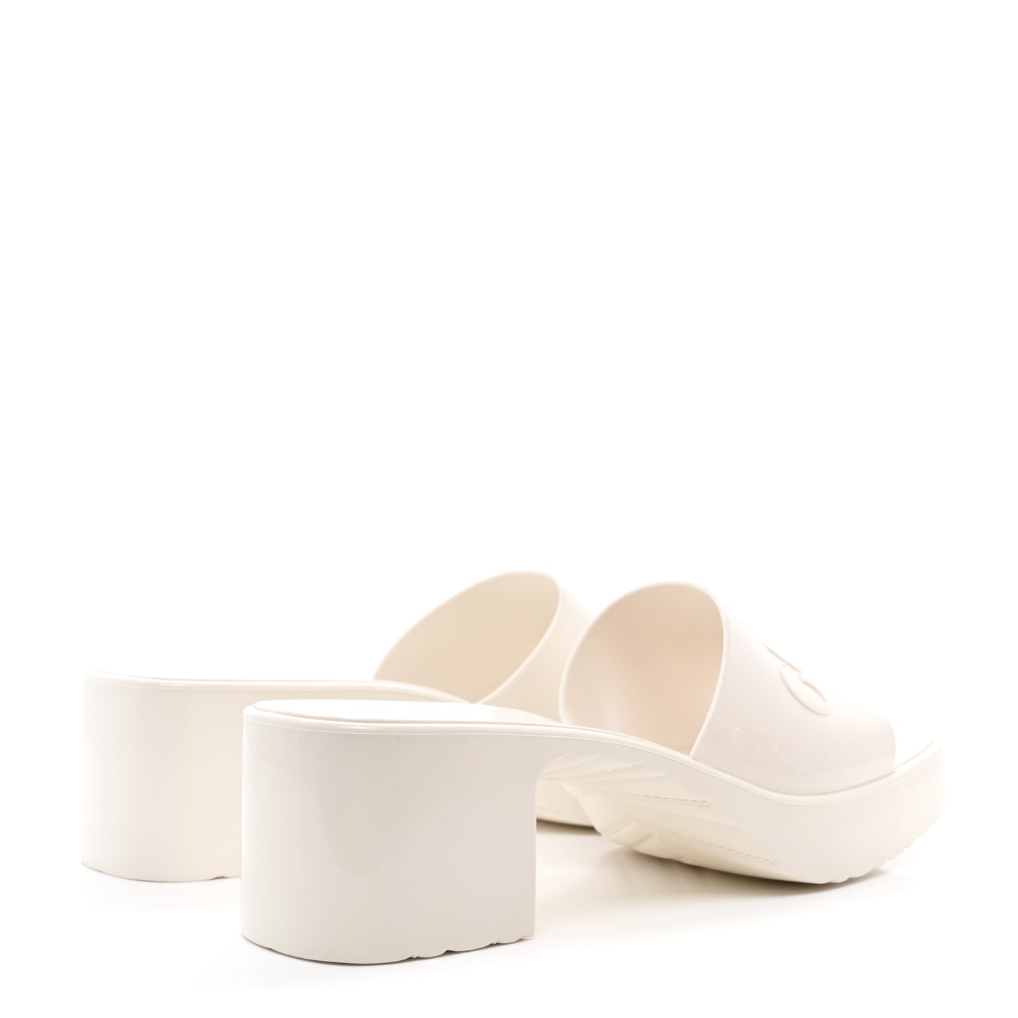 Rubber Gucci Logo Womens Platform 20/60mm Slide Sandals 37 Mystic White